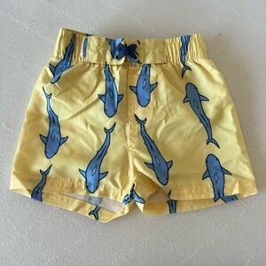 Sunny Yellow Kids Shorts with Shark Print